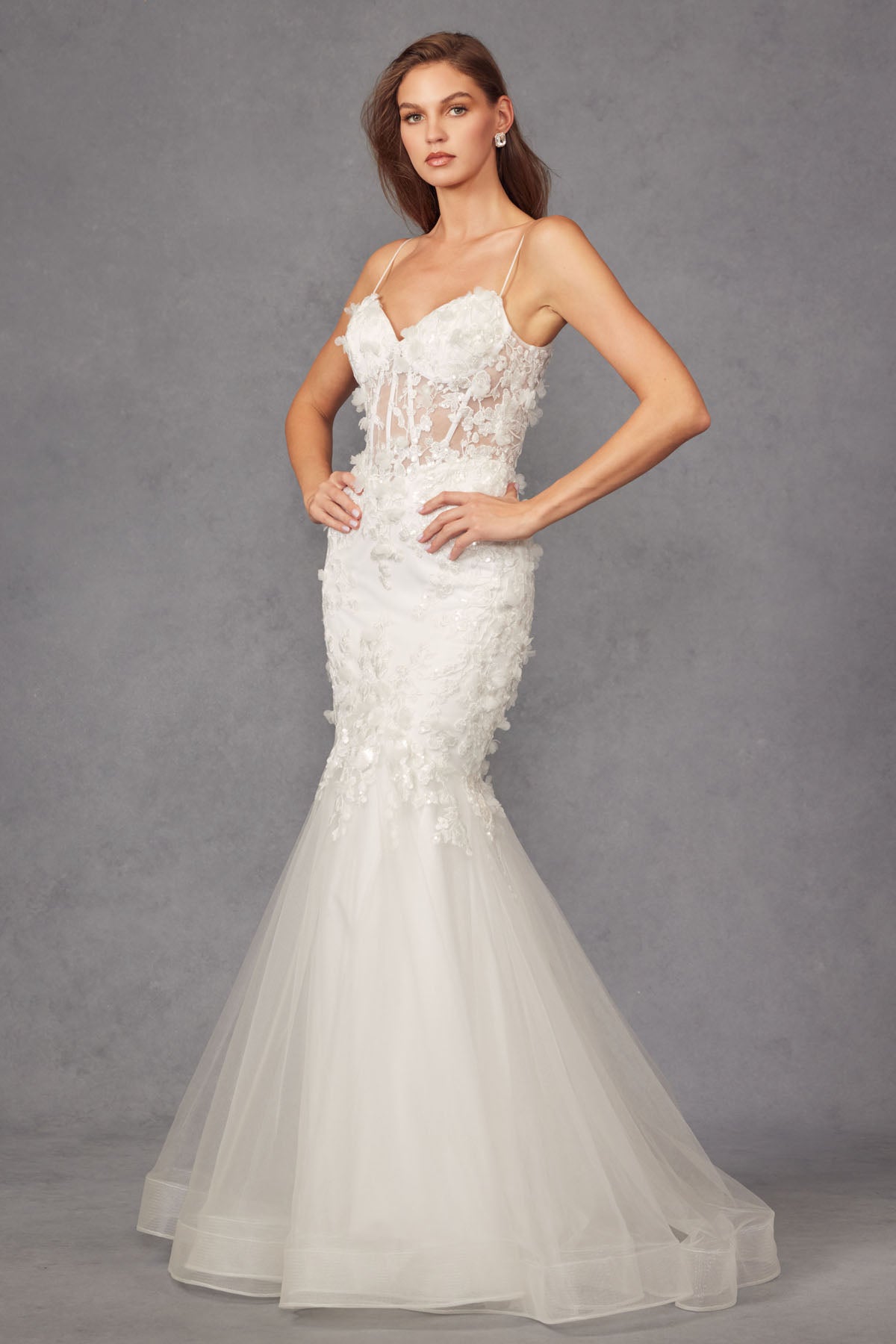 FITTED LACE MERMAID CORSET WEDDING GOWN JT2469KW – Juliet Direct
